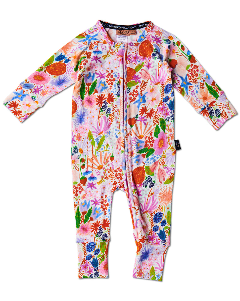 Meandering Meadow Organic Long Sleeve Zip Romper