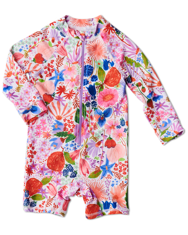 Meandering Meadow Baby Long Sleeve Zip Bathers