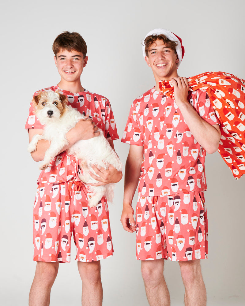 HoHoHo Red Men's Organic Cotton Shorts & Tee Pyjama Set