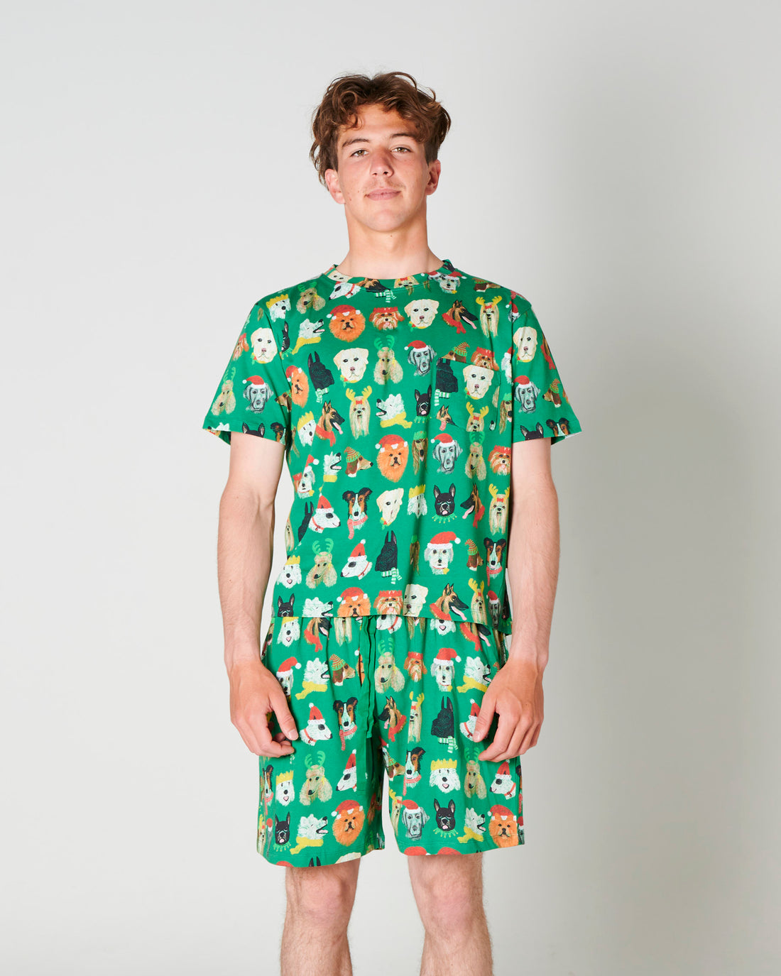 Santa's Little Helper Men's Organic Cotton Shorts & Tee Pyjama Set