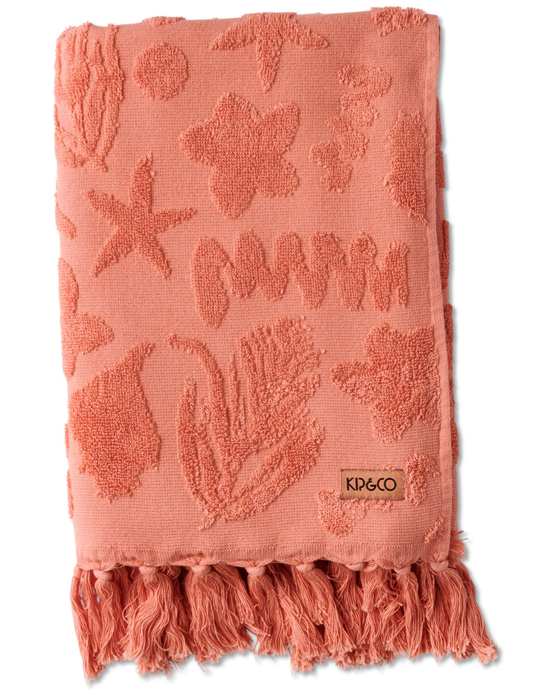 Peach Rock Pool Terry Bath Towel