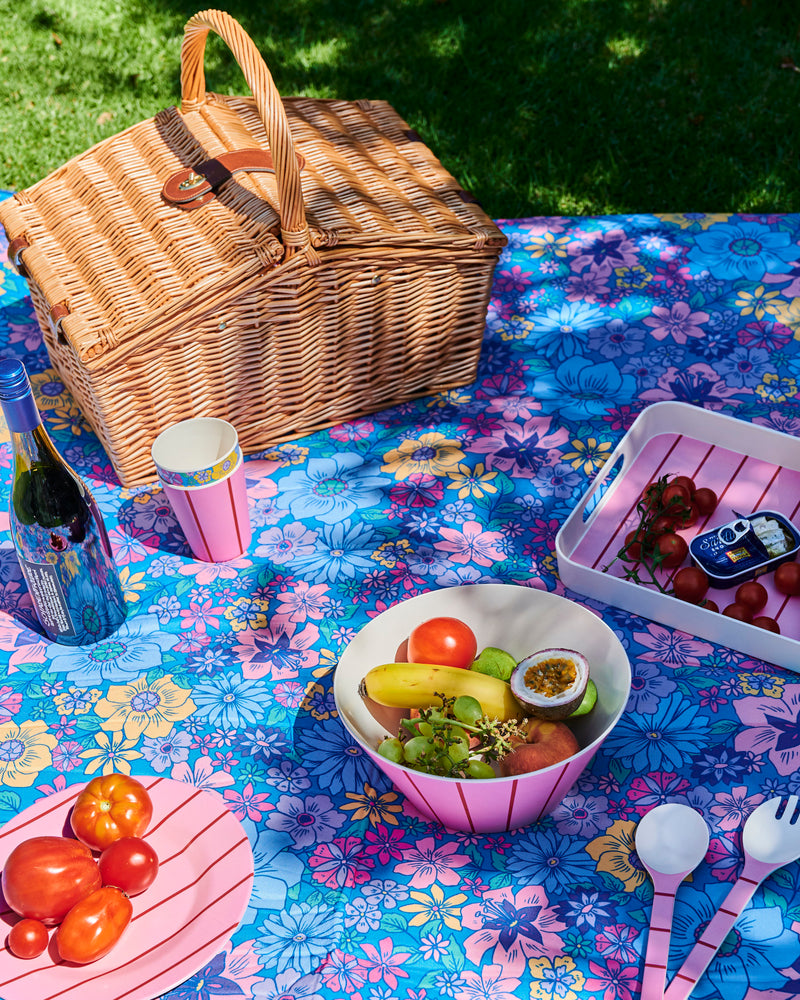 Iced Vovo Stripe Rattan Picnic Basket