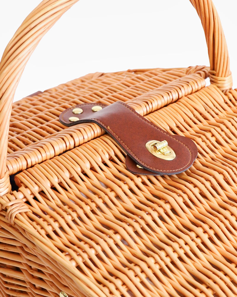 Iced Vovo Stripe Rattan Picnic Basket