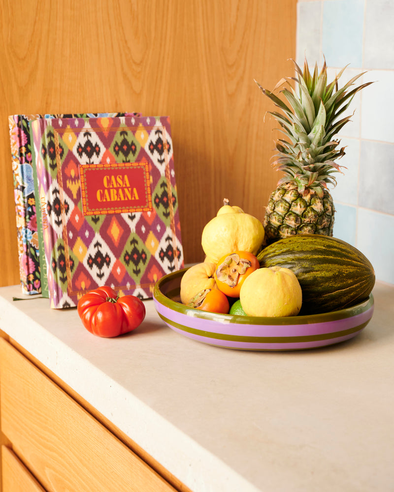 Wisteria Lane Stripe Resin Serving Bowl