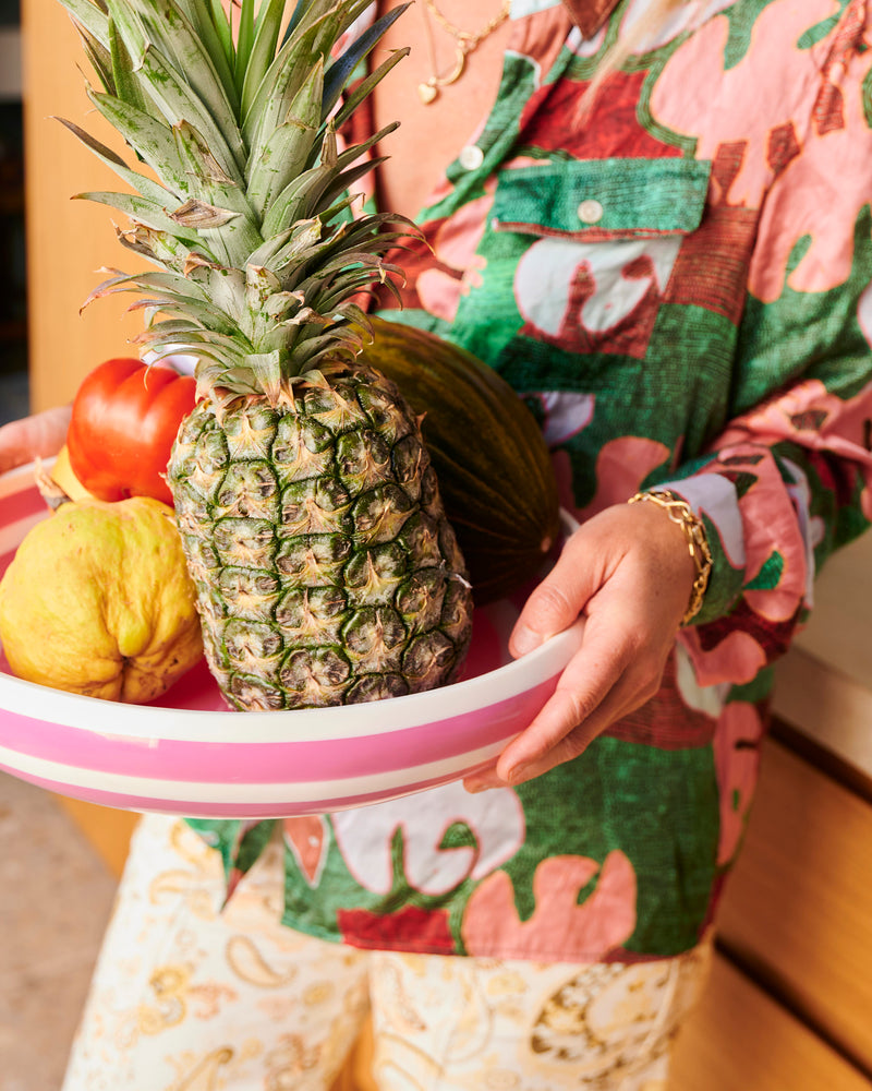 Gypsy Rose Stripe Resin Serving Bowl