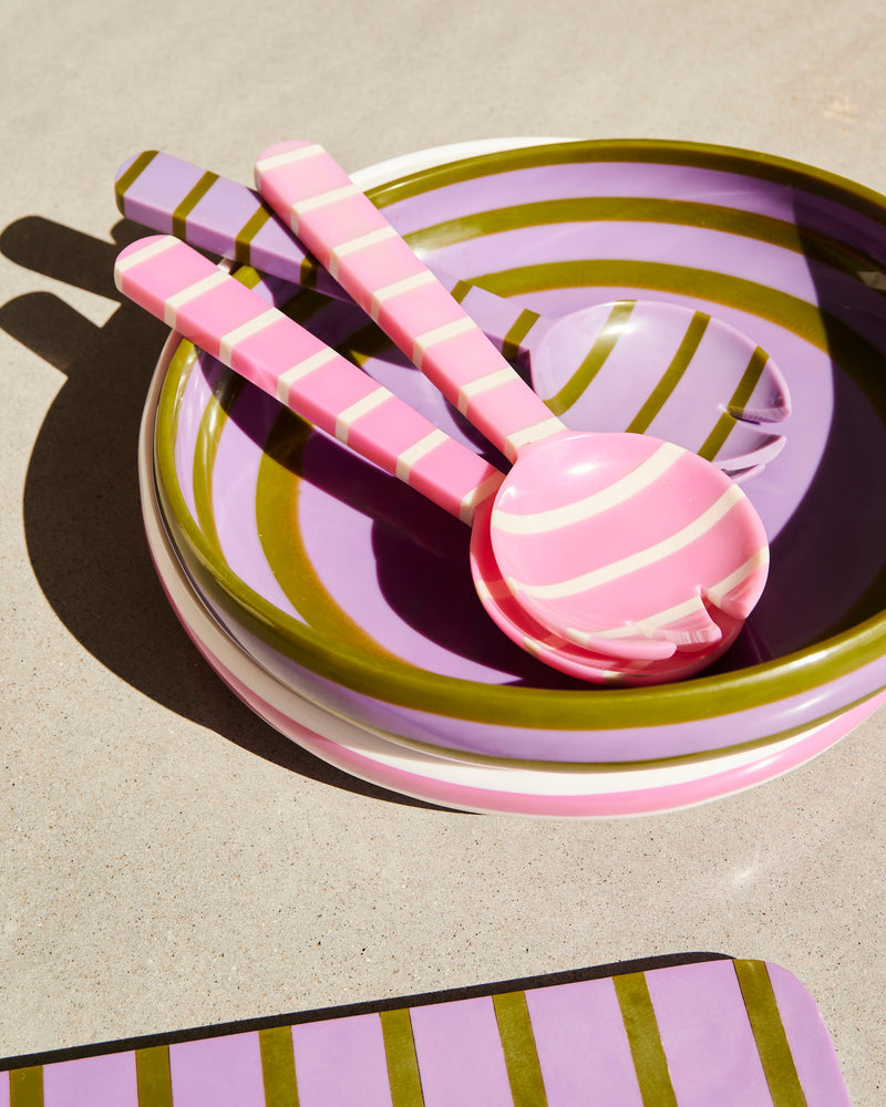 Gypsy Rose Stripe Resin Salad Servers