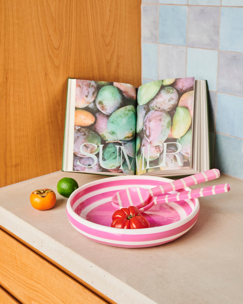 Gypsy Rose Stripe Resin Serving Bowl