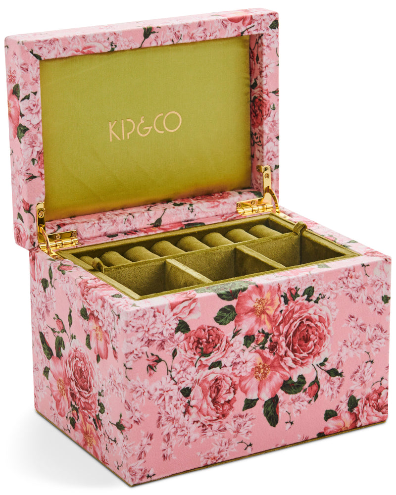 Rose Garden Velvet Jewellery Box Large