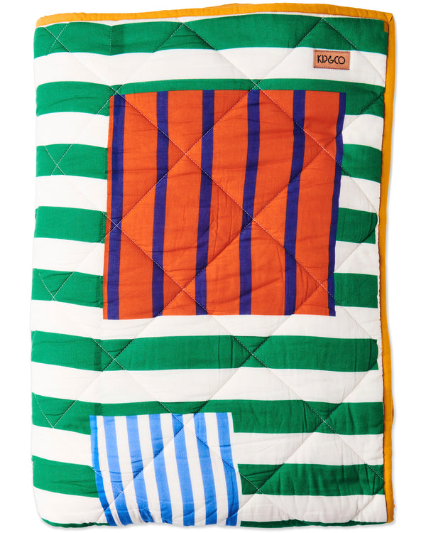 Stripe On Stripe Organic Cotton Quilted Kids Bedspread