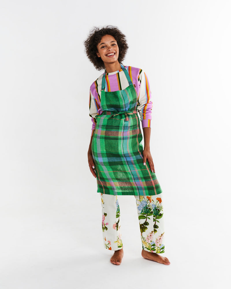 Jewel Of The Nile Tartan Linen Apron