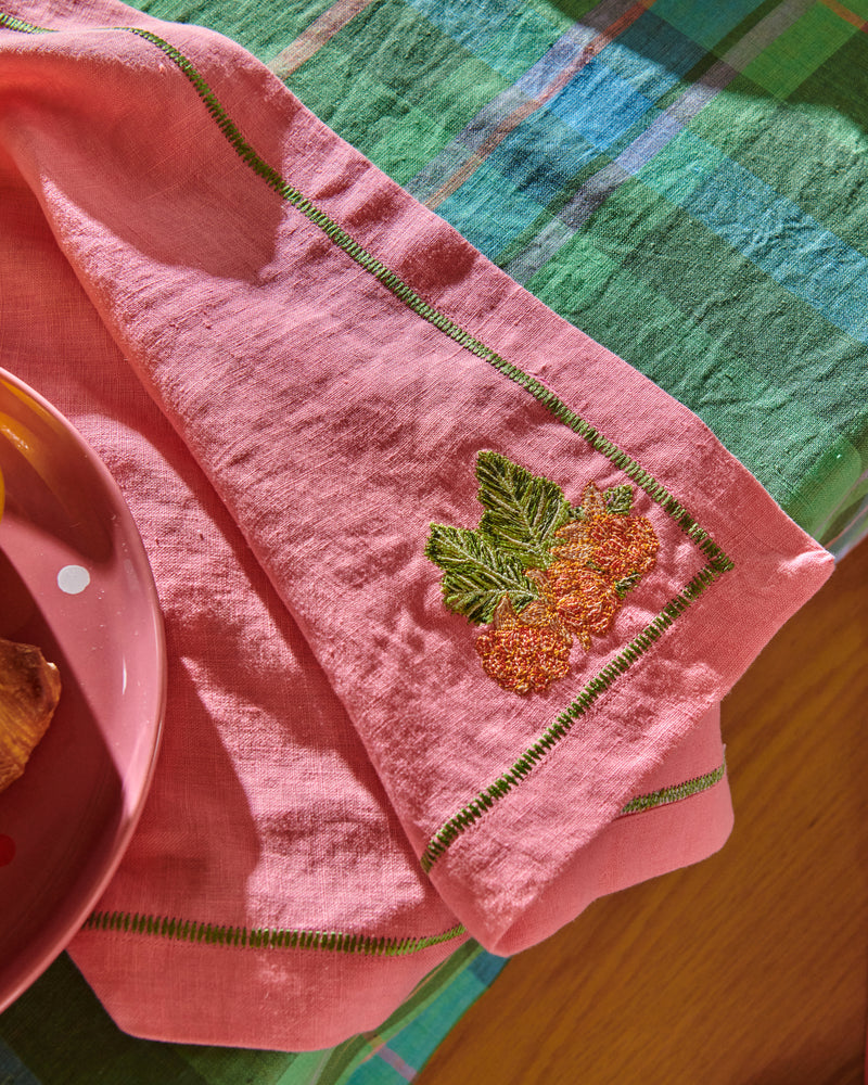 Berry Bliss Embroidered Linen 4P Napkin Set