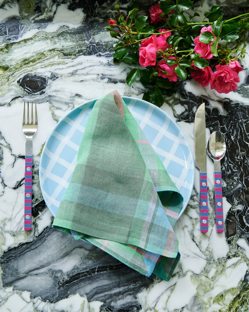 Jewel Of The Nile Tartan Linen 4P Napkin Set