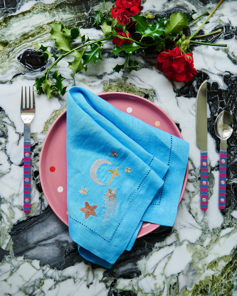 Twinkle Twinkle Embroidered Linen 4P Napkin Set