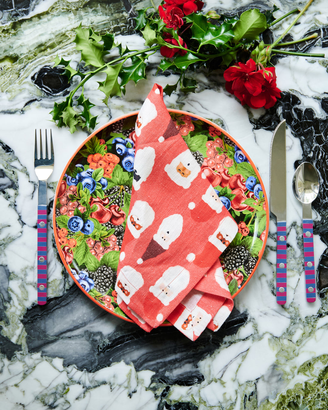 HoHoHo Red Linen 4P Napkin Set