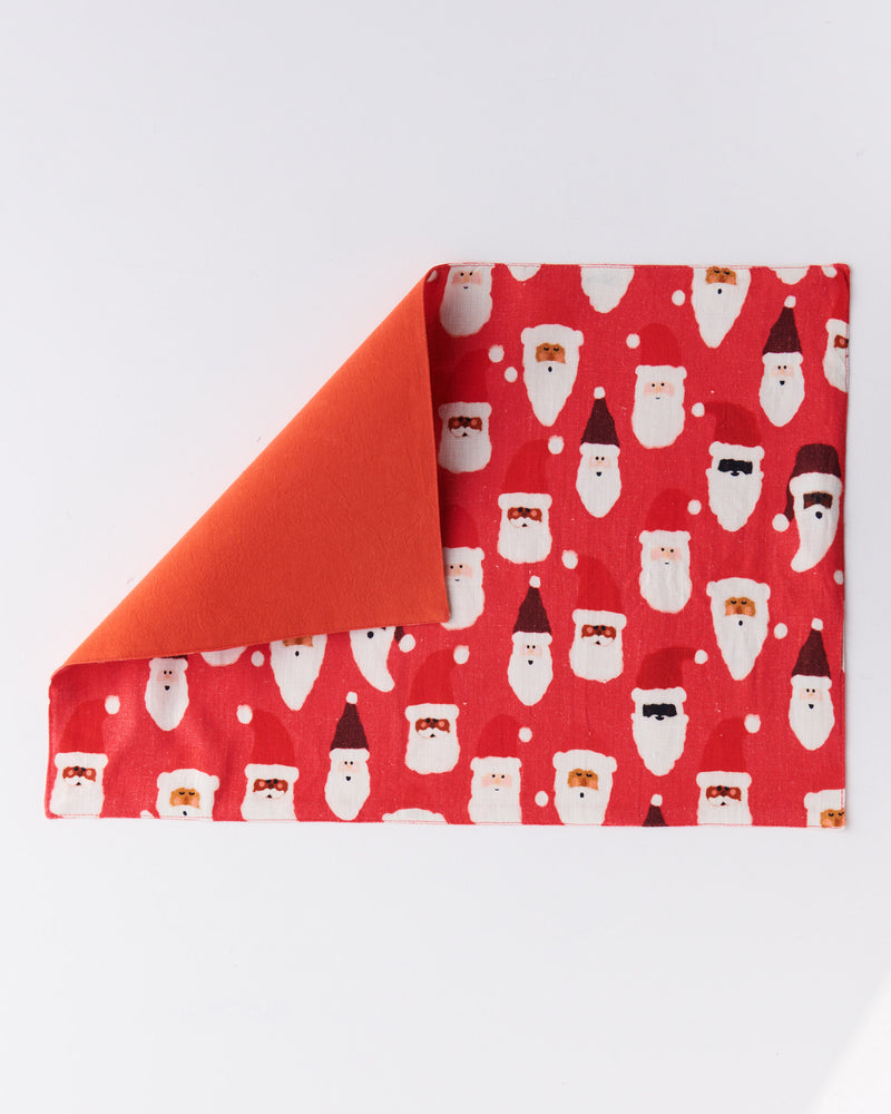 HoHoHo Red Linen 4P Placemat Set