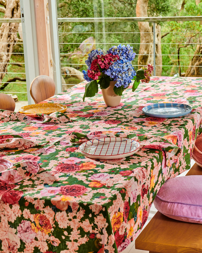 Rose Garden Linen Tablecloth