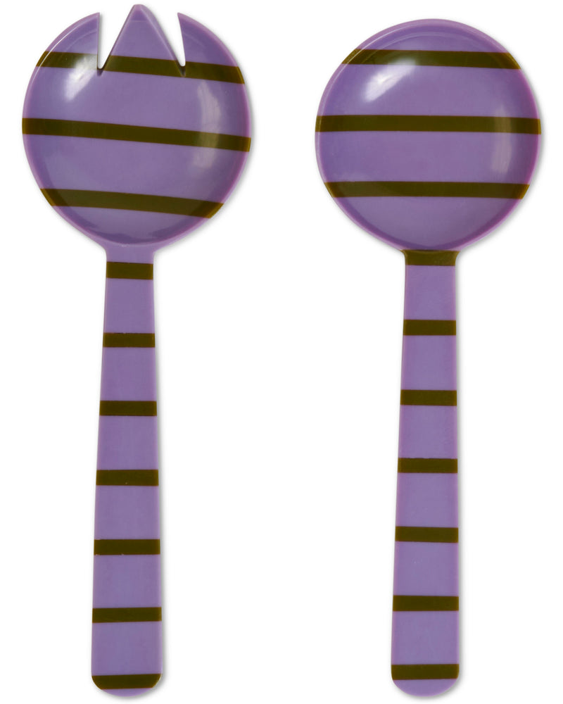 Wisteria Lane Stripe Resin Salad Servers