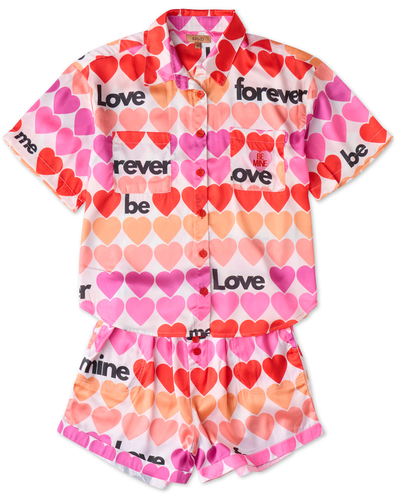 Forever Satin Short Sleeve Shirt & Short Pyjama Set