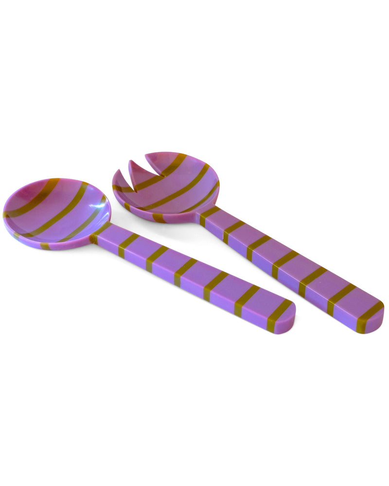 Wisteria Lane Stripe Resin Salad Servers