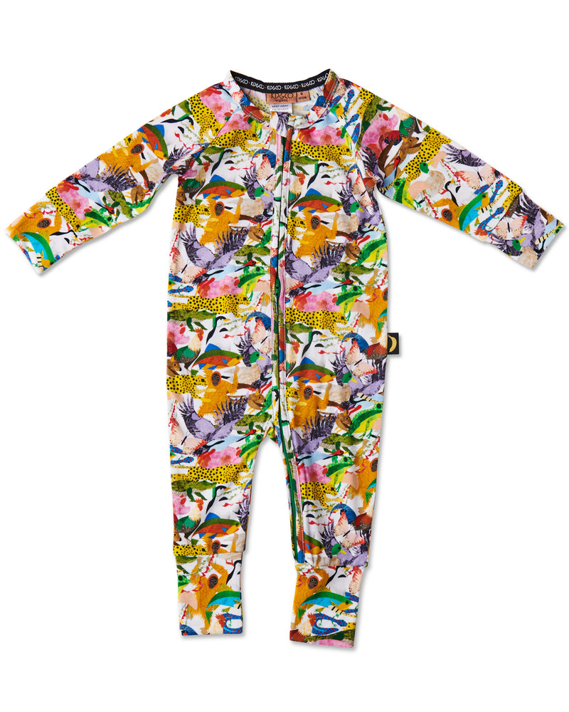 All Creatures Great & Small Organic Long Sleeve Zip Romper