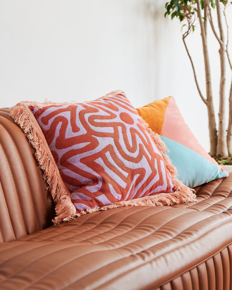 Golden Days Panelled Velvet Cushion