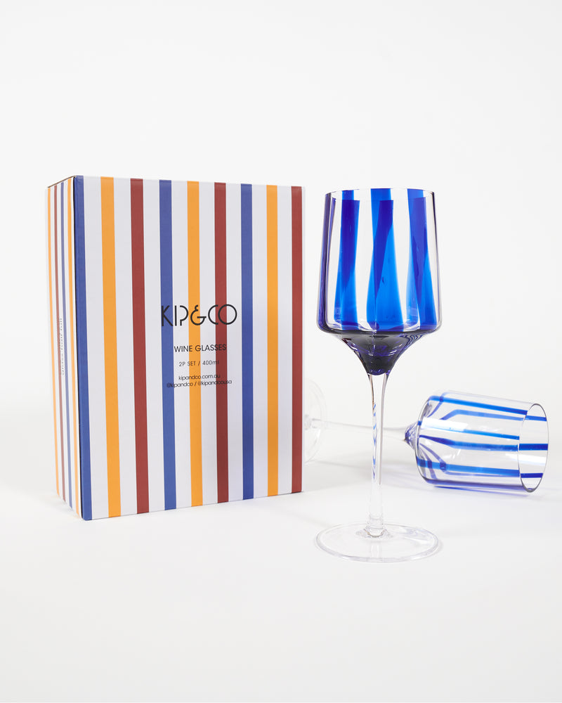 Mykonos Stripe Vino Glass 2P Set