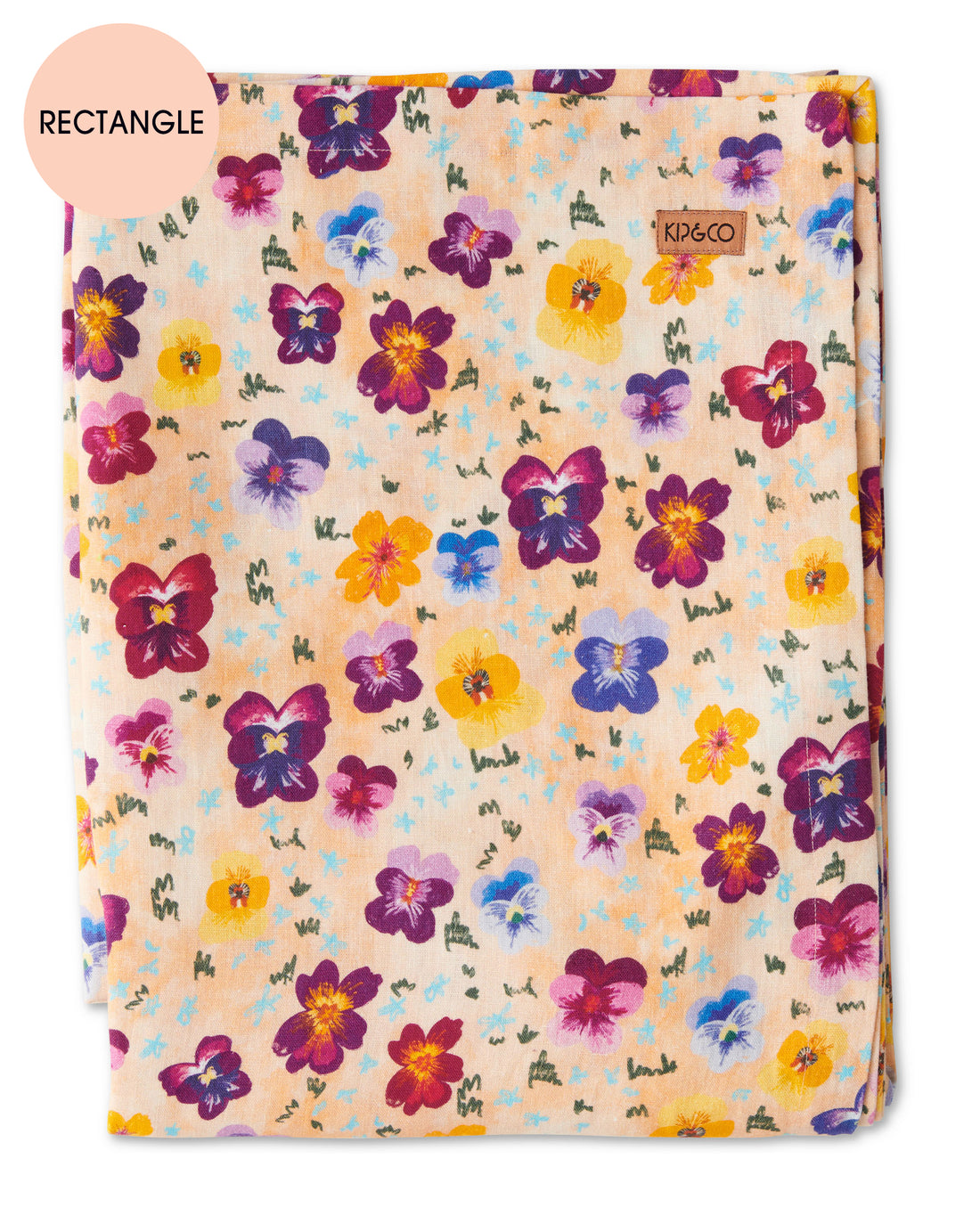 Pansy Rectangular Linen Tablecloth