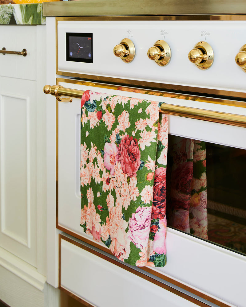 Rose Garden Linen Tea Towel