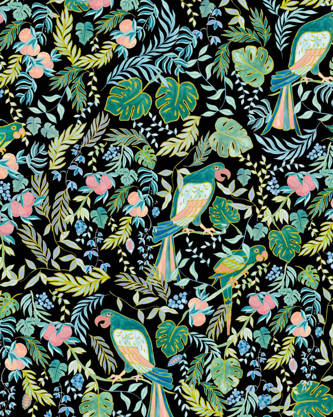 Milton & King x Kip&Co Tropical Paradise Black Wallpaper 2R