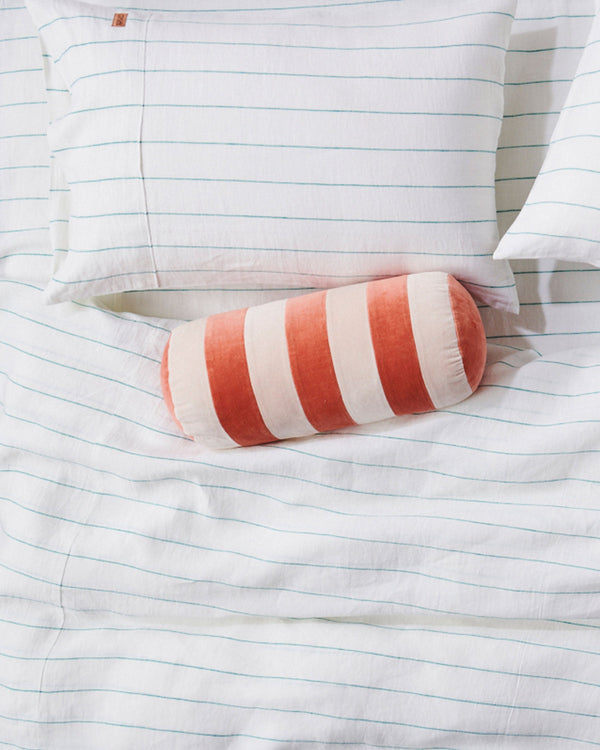 Minty Stripe Linen Quilt Cover