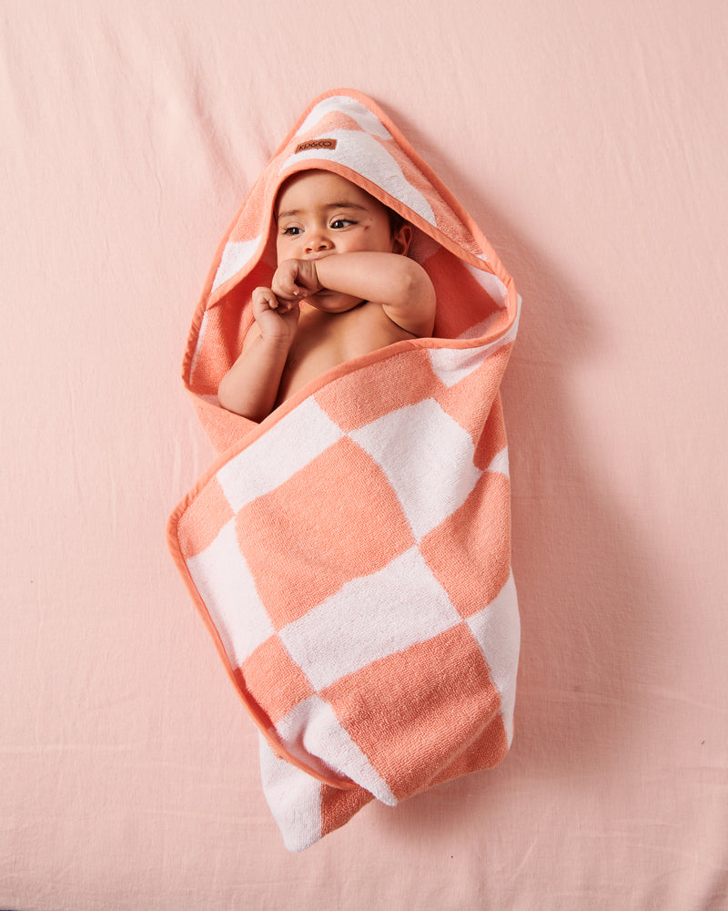 Checkerboard Pink Terry Baby Towel
