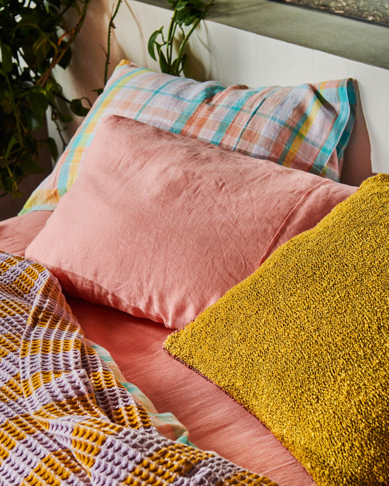 Coral Linen Pillowcases