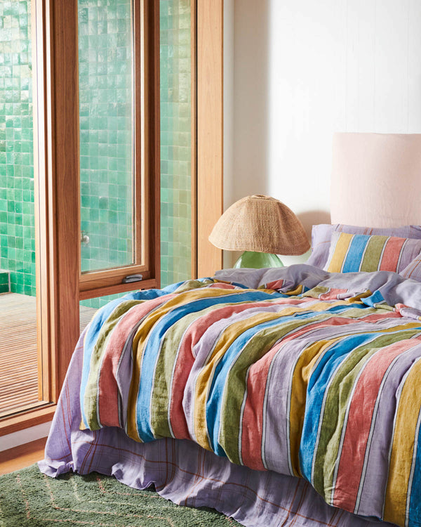 Majorca Stripe Woven Linen Quilt Cover