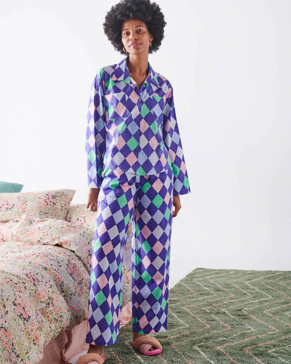 Harlequin Organic Cotton Long Sleeve Shirt & Pant Pyjama Set