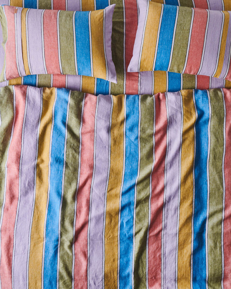 Majorca Stripe Woven Linen Fitted Sheet