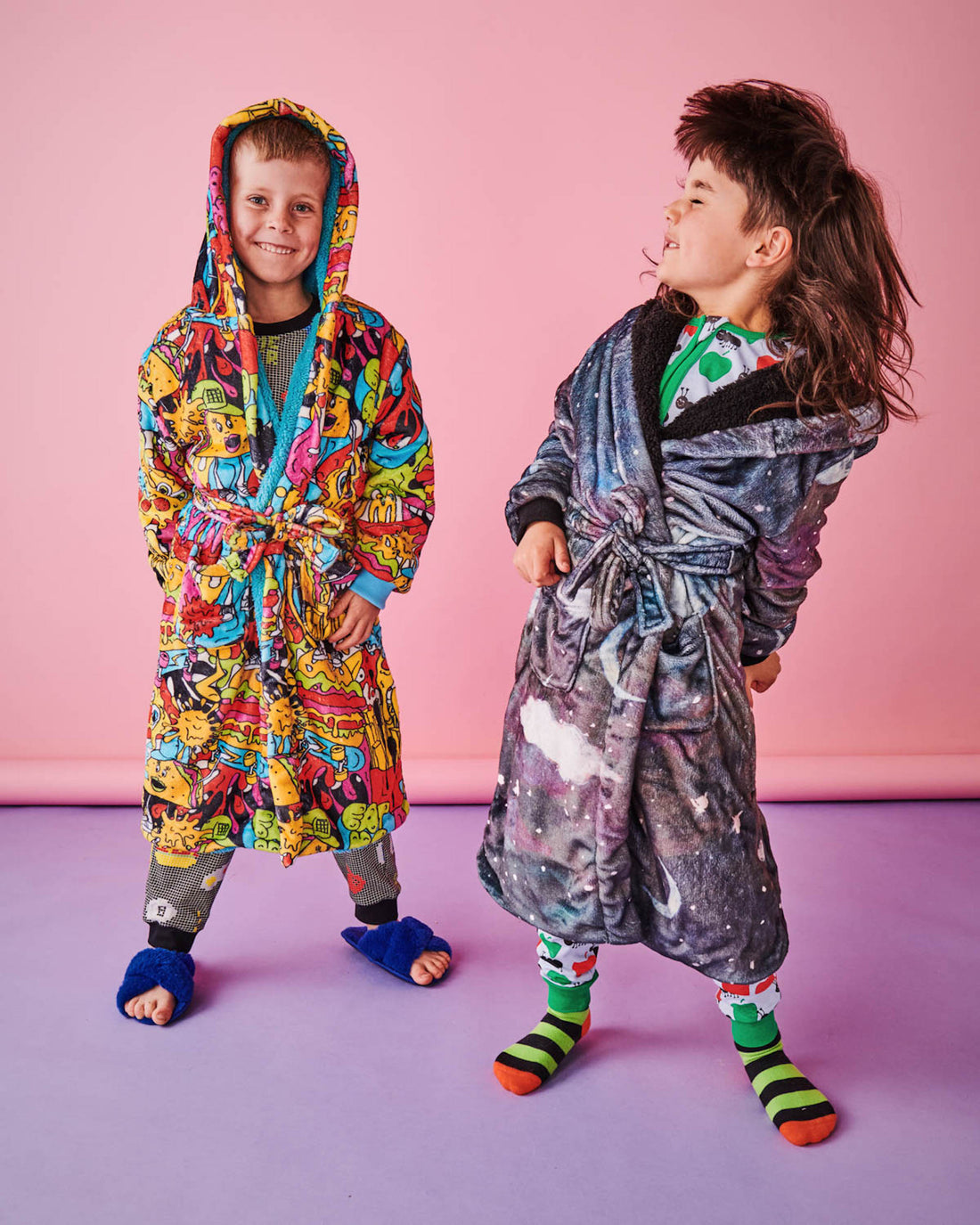 Starry Night Black Kuddle Kids Robe