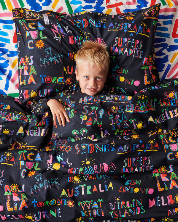 Kip&Co X Ken Done Typography Organic Cotton Quilt Cover