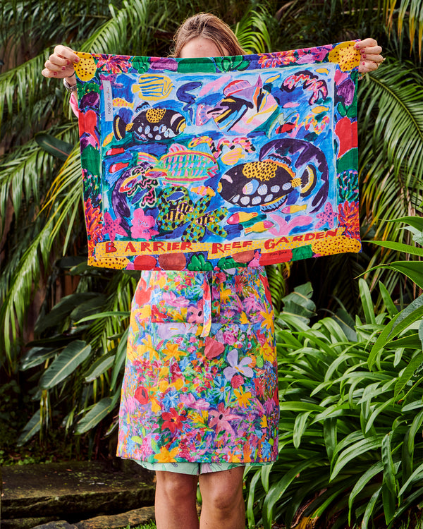 Kip&Co X Ken Done Barrier Reef Garden Linen Tea Towel
