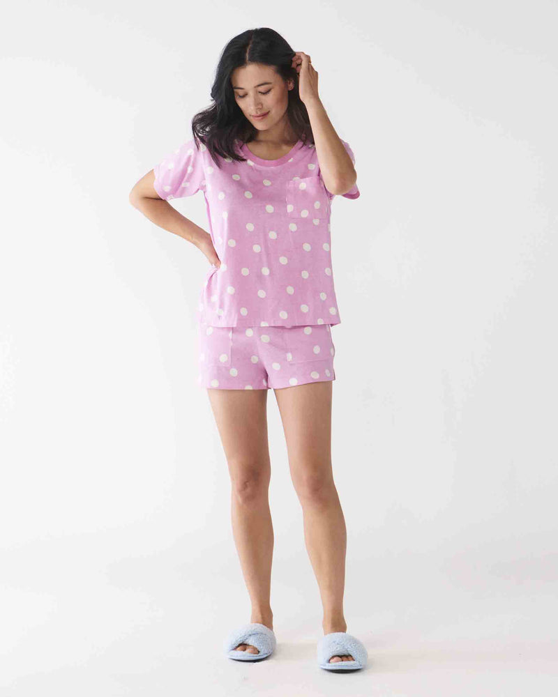 Spots Lilac Short Sleeve Pyjama T-Shirt