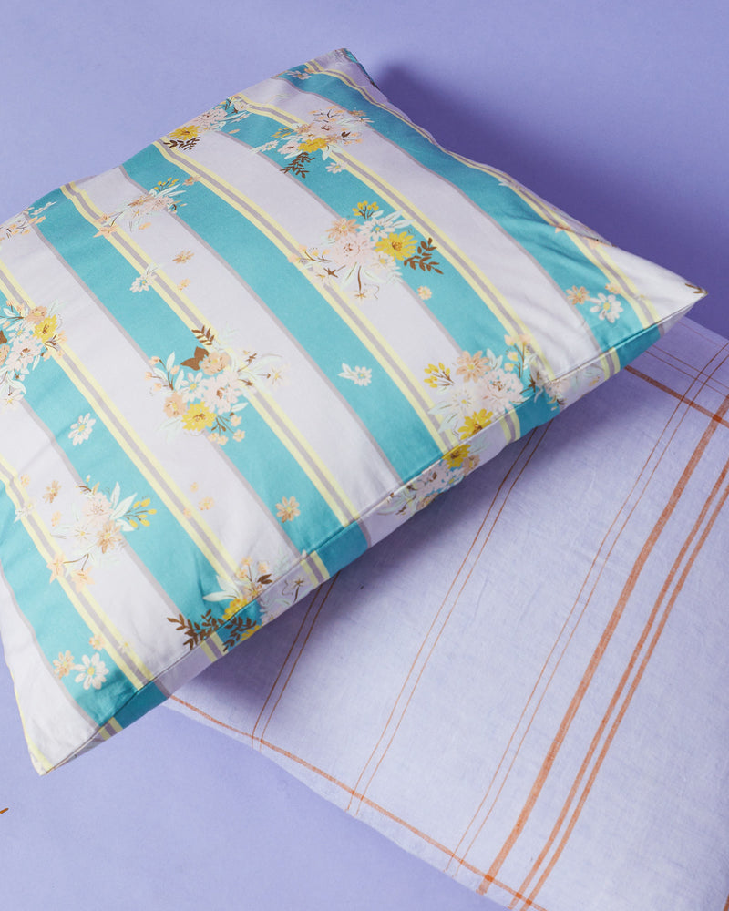 Floral Stripe Organic Cotton European Pillowcases