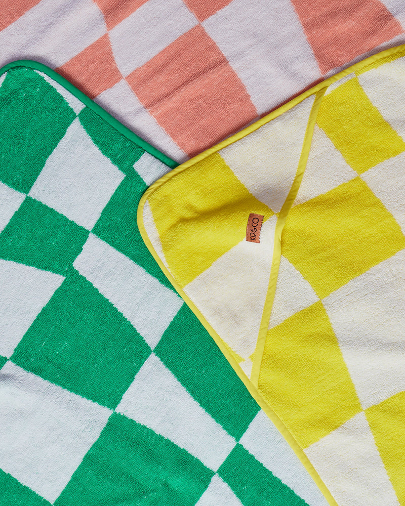 Checkerboard Yellow Terry Baby Towel