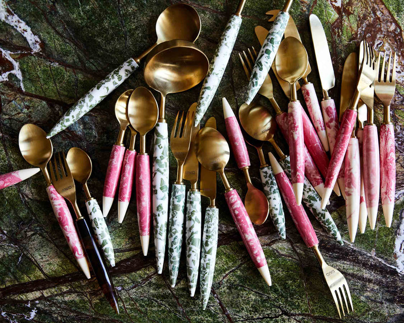 Pink Marble Cutlery Set Of 8