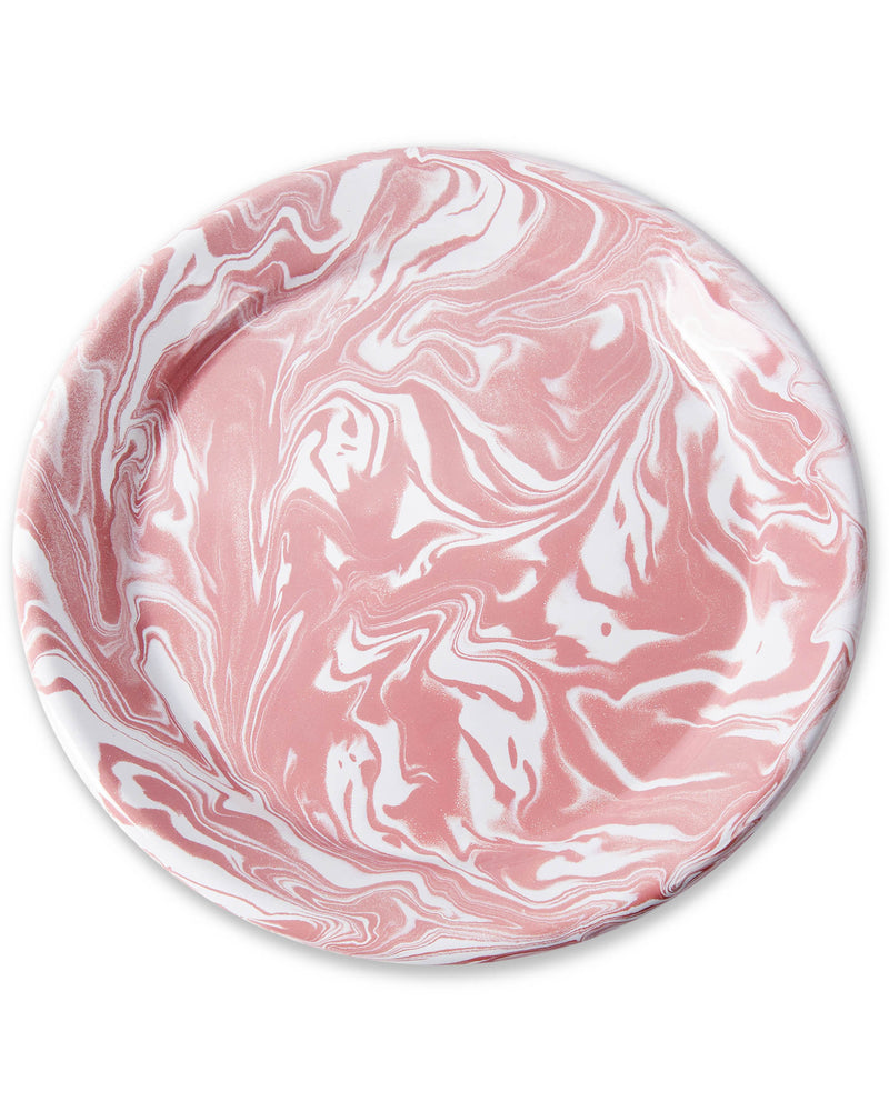 Pink Marble Enamel Plate 2P Set