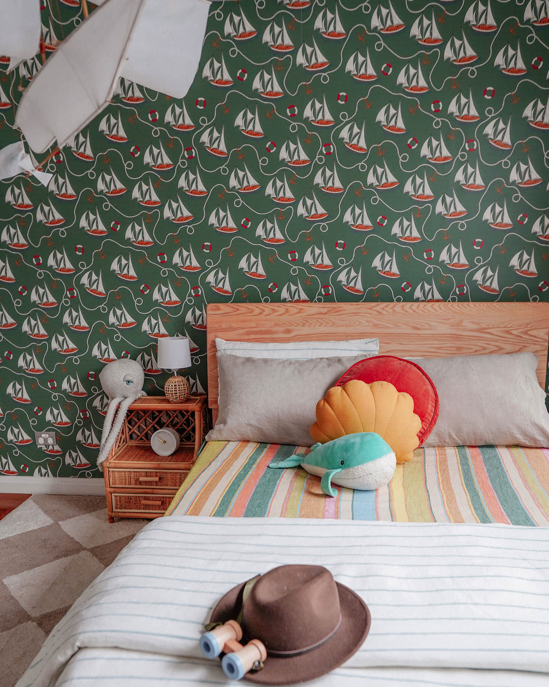 Milton & King x Kip&Co Hey Sailor Green Wallpaper