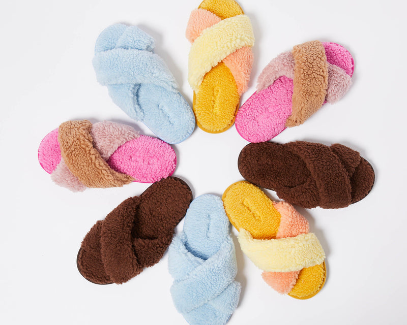 Egg Shell Blue Boucle Adult Slippers