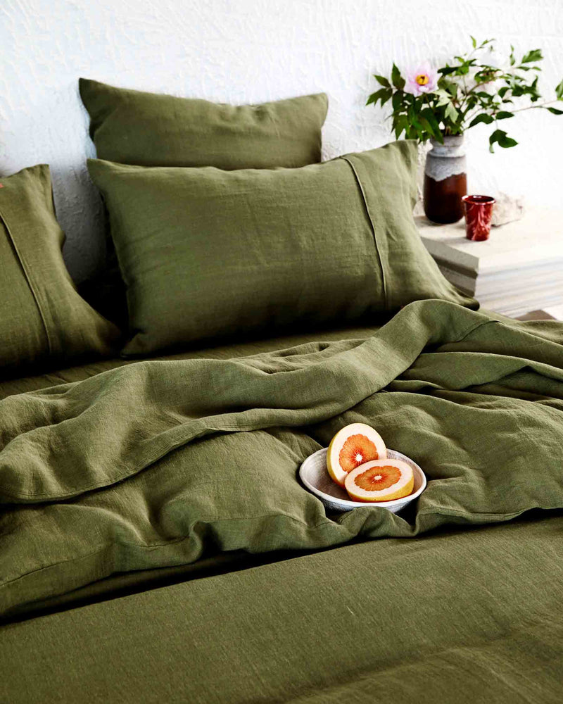 Olive Linen Flat Sheet (US)