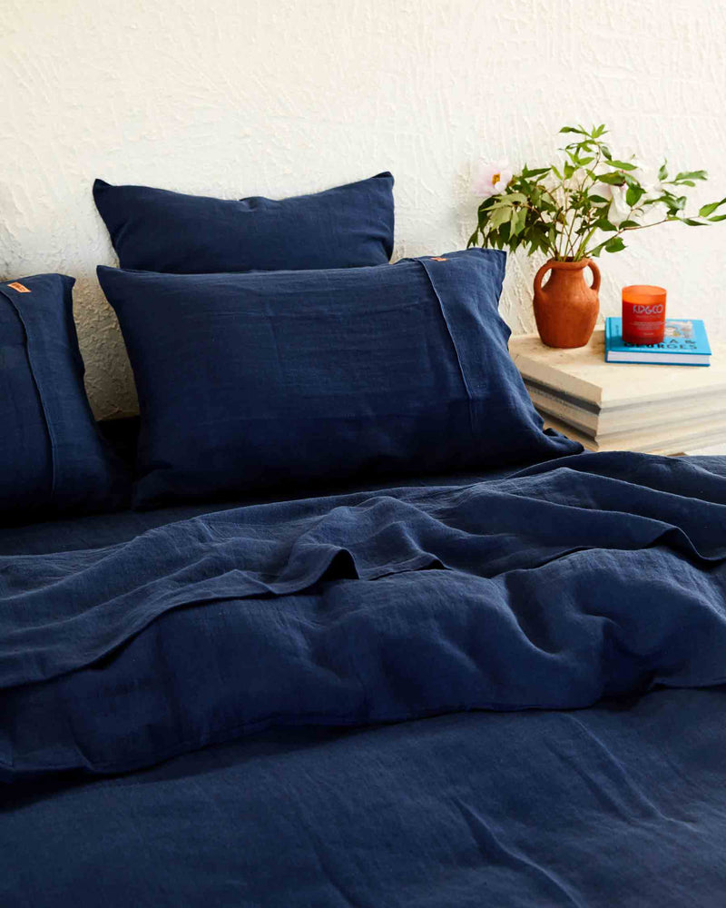 Indigo Linen Flat Sheet (US)