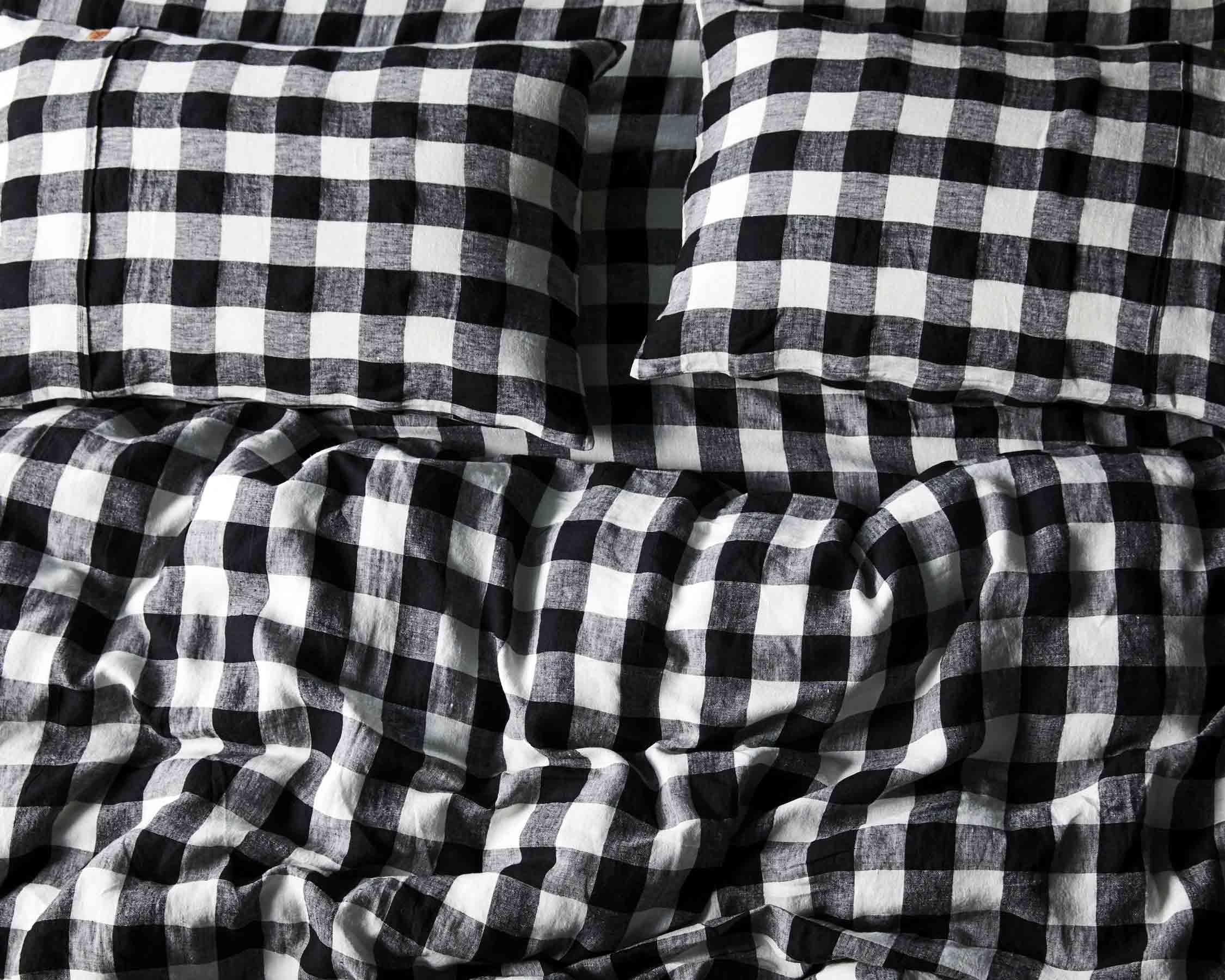 Black & White Gingham Linen Quilt Cover Kip&Co