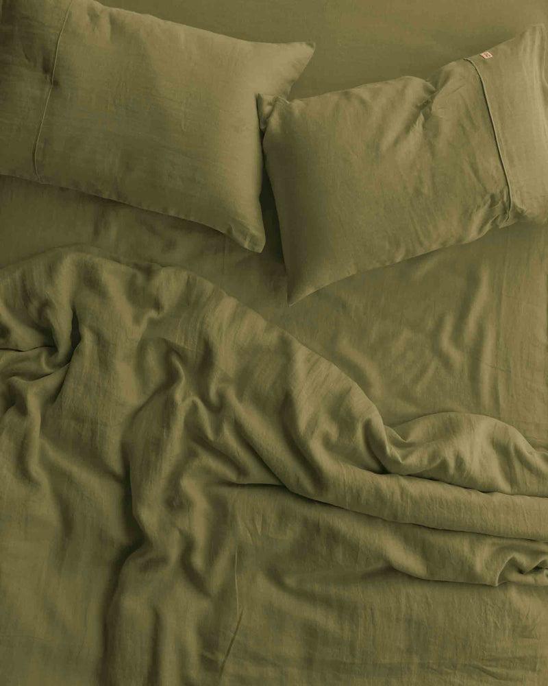 Olive Linen Flat Sheet (US)