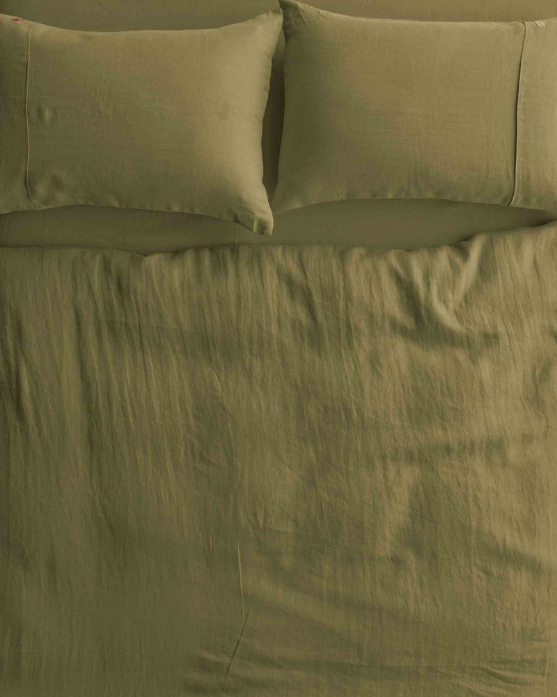 Olive Linen Quilt Cover